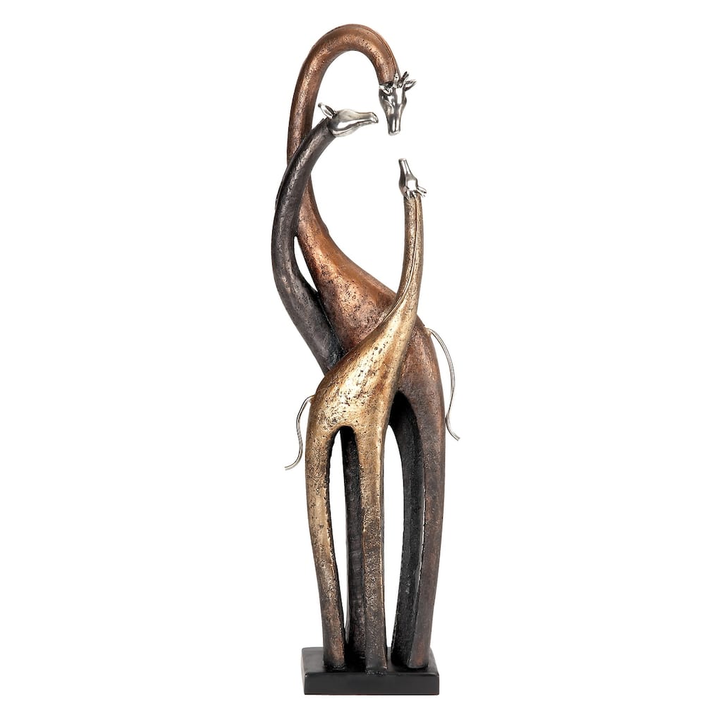 Polystone Giraffe Sculpture - Brass - Roche River Decor - 3"W x 5"L x 22"H