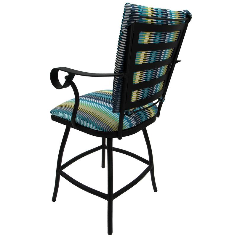 Swivel Counter 26" Bar Stool with a Padded Back - Jenna - Black Frame - 26 inch Seat
