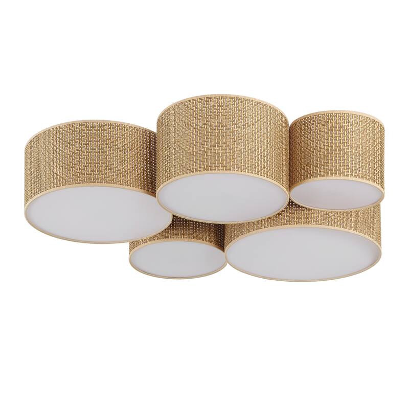 GetLedel Hand Woven Drum Flush Mount Ceiling Light