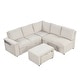 preview thumbnail 27 of 58, L Shaped Polyester Sectional Sofa with USB Ports and Cup Holders