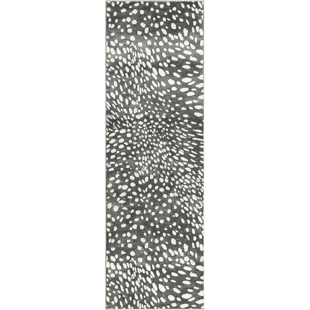 N Natori Serengeti Charcoal Spotted Area Rug