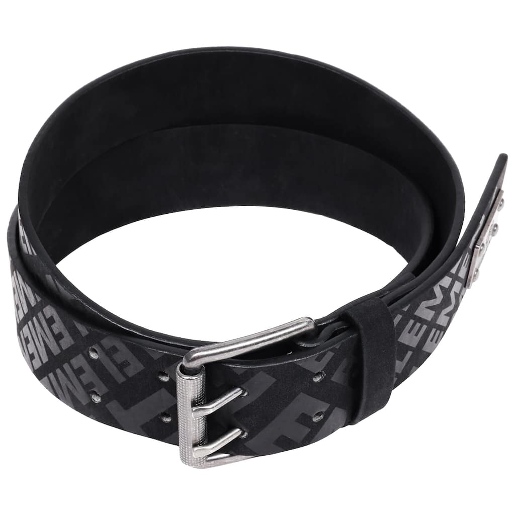 Element Distressed PU Belt with Antique Silver Roller Buckle - Black
