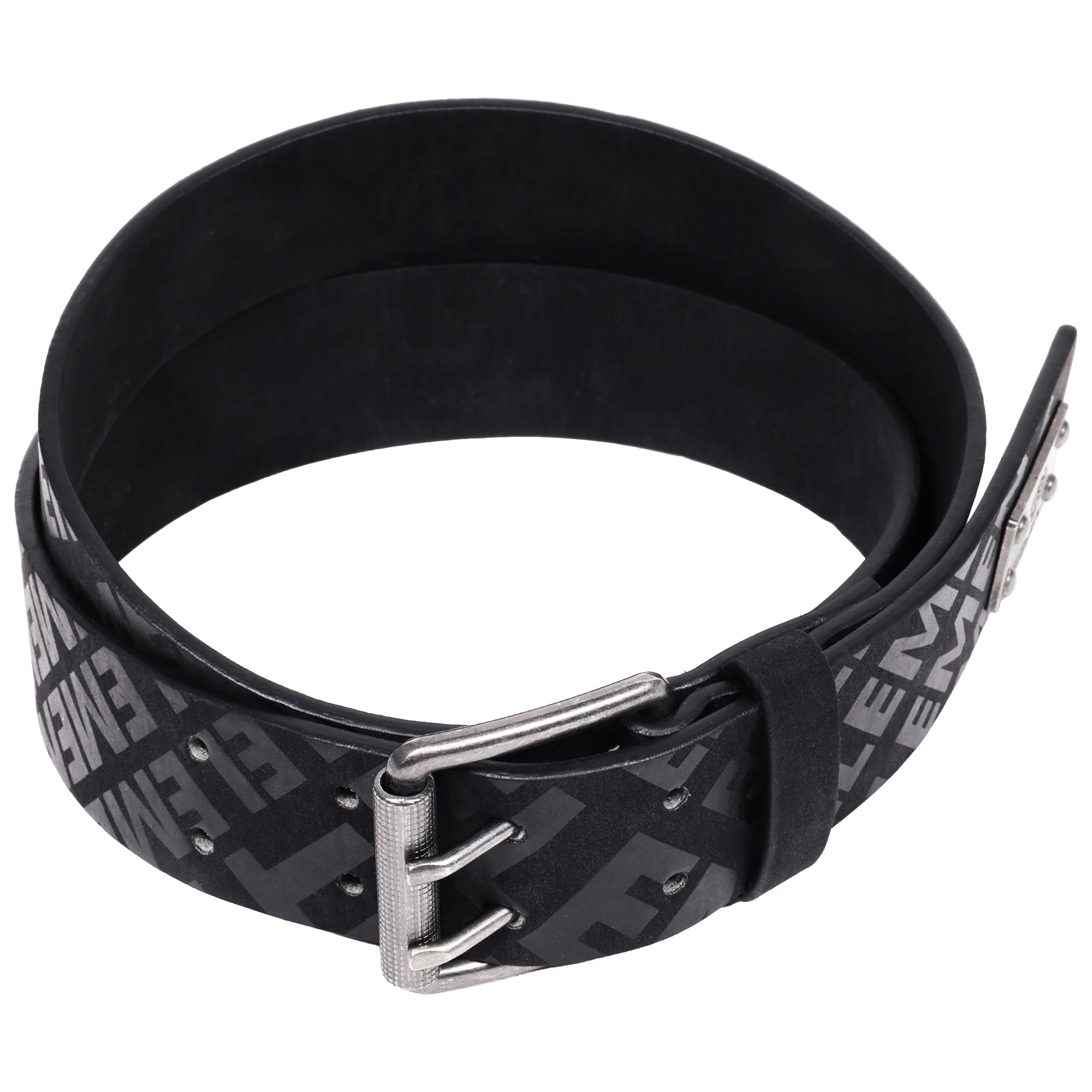 Element Distressed PU Belt with Antique Silver Roller Buckle - Black