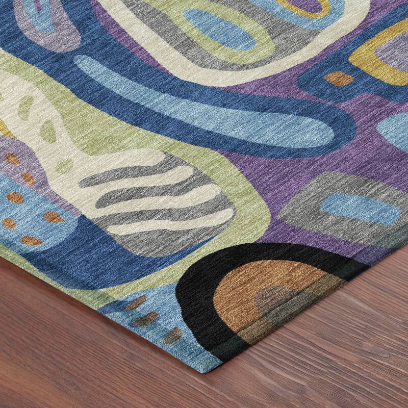 Machine Washable Indoor/ Outdoor Modern Picasy Chantille Rug