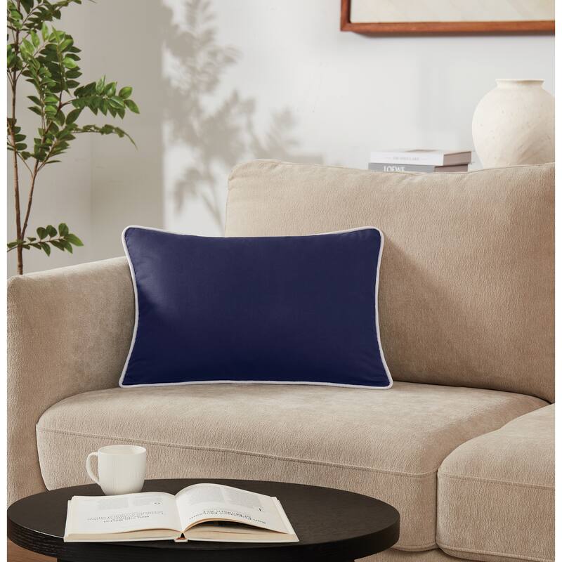 Brooklyn Loom Solid Contrast Piped Decorative Pillow