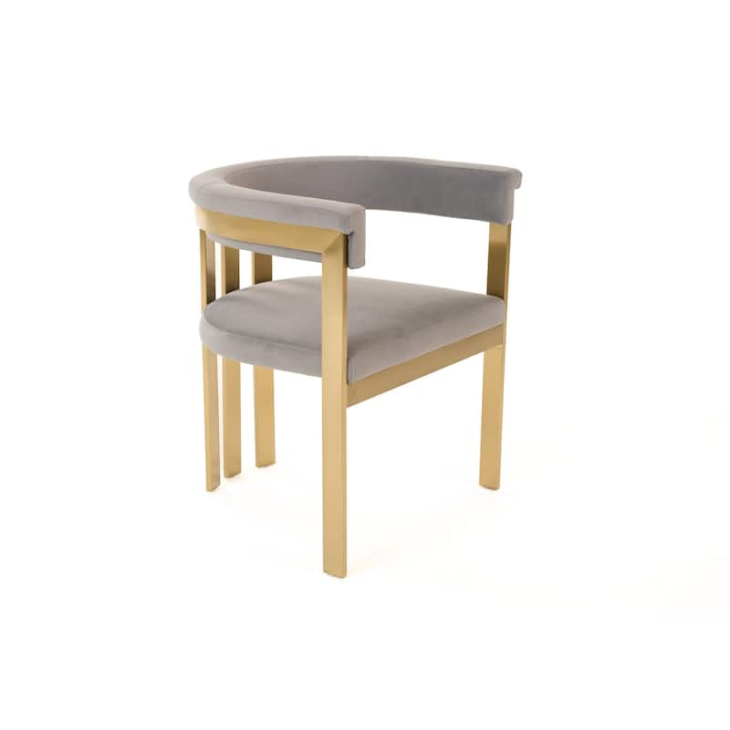 Modrest Pontiac Modern Grey Velvet & Champagne Gold Dining Chair