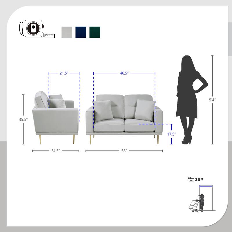 Valleton Velvet Living Room Loveseat