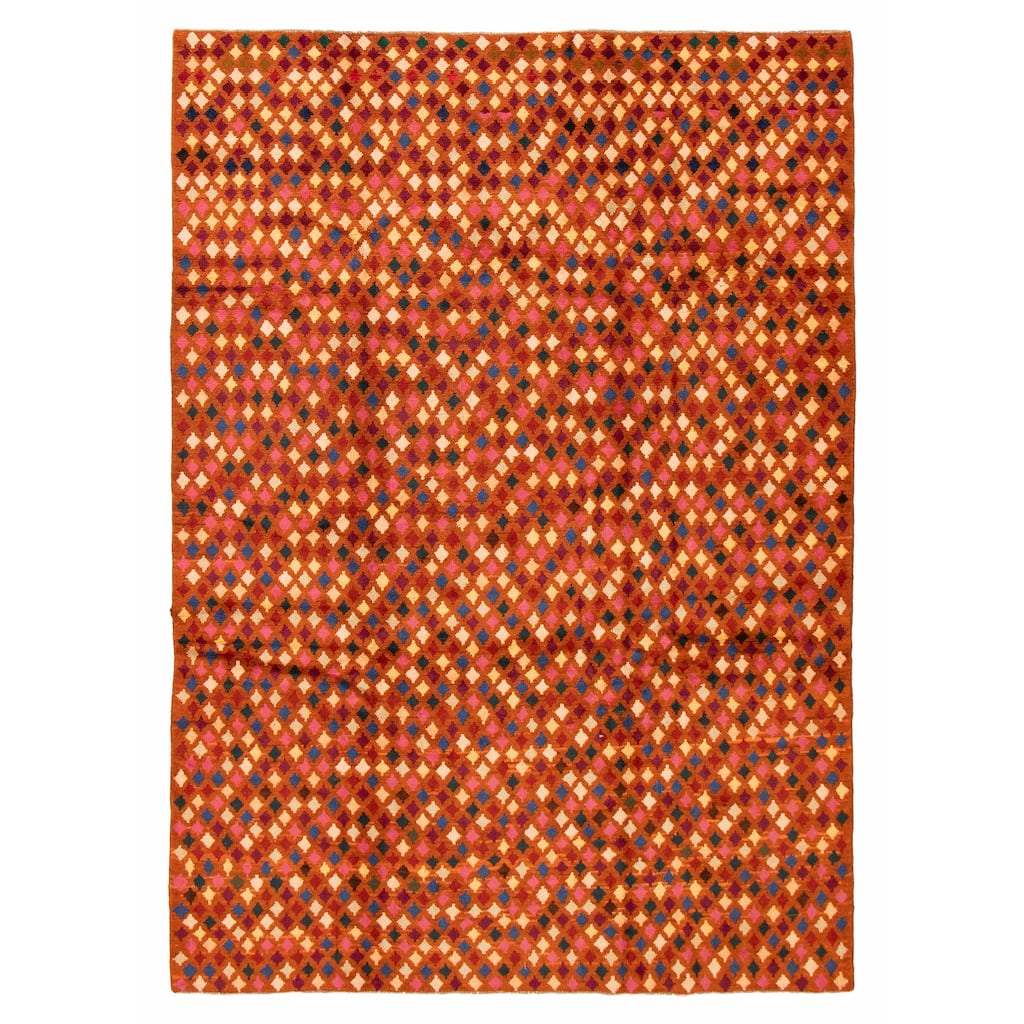 ECARPETGALLERY Hand-knotted Akhjah Burnt Orange Wool Rug - 6'11 x 9'7