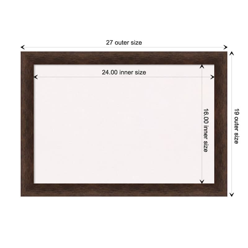Warm Walnut Narrow Wood Framed White Corkboard Bulletin Board - Board Size 24x16