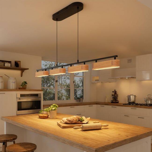 Lights Rustic Dimmable Pendant for Kitchen Island Over Dining Table -  43.3in