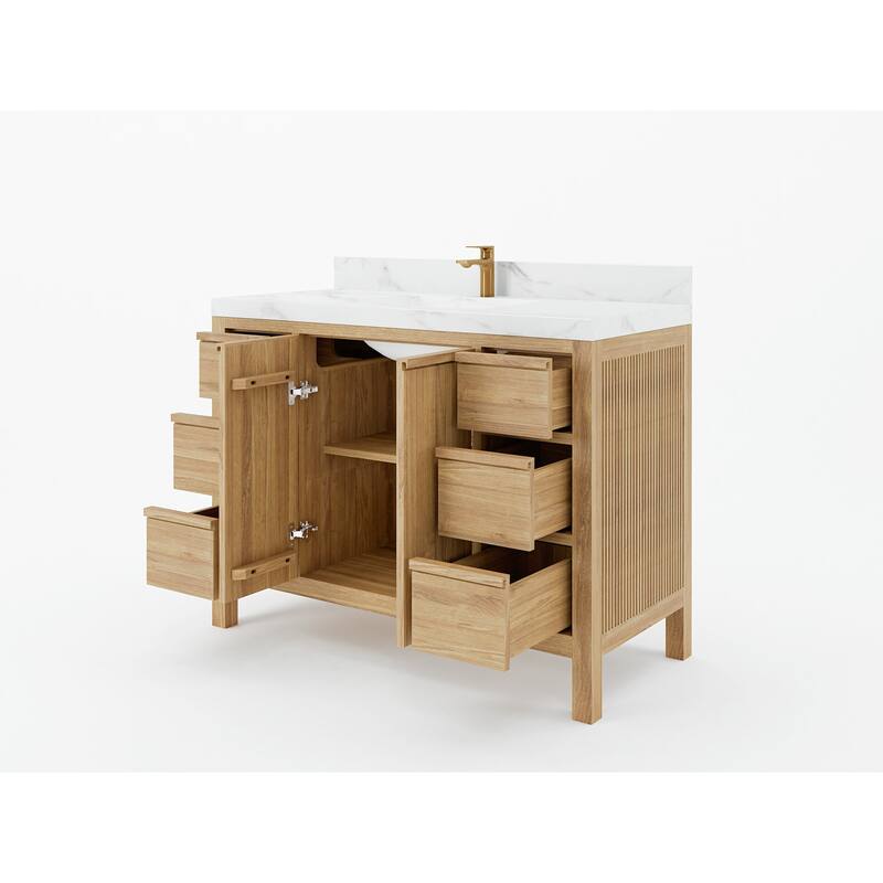 Willow Collections 48 in. W x 22 in. D Elizabeth Solid Teak Single Sink Bathroom Vanity with Countertop