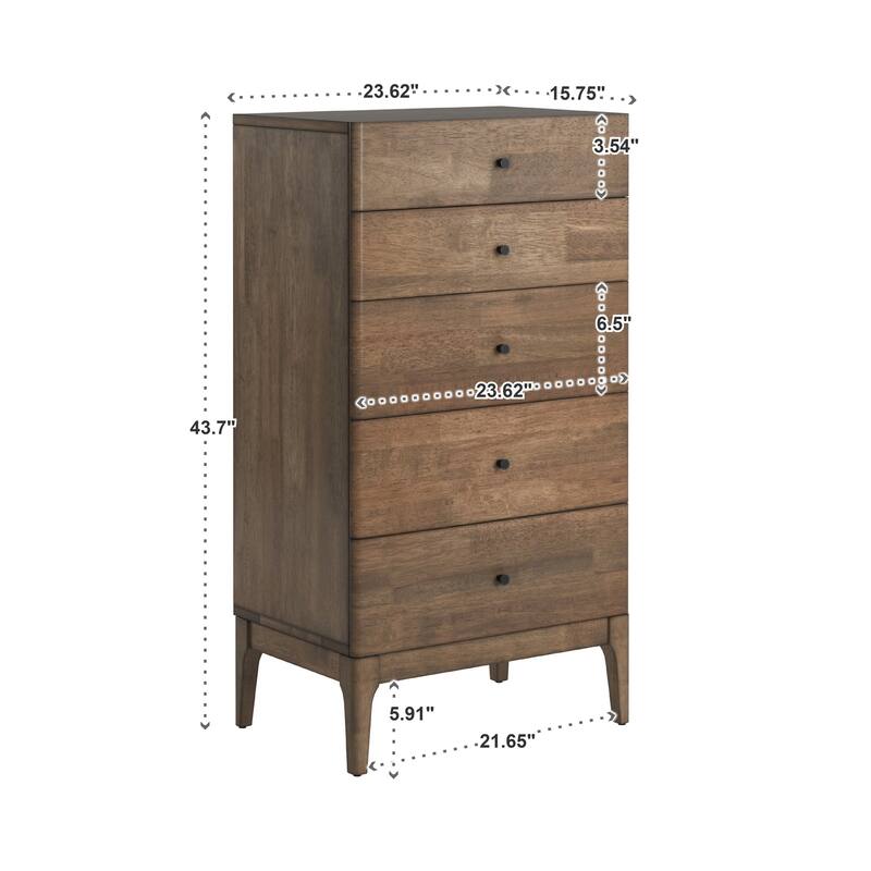 Ozan Walnut Finish 5-drawer Chest by iNSPIRE Q Modern