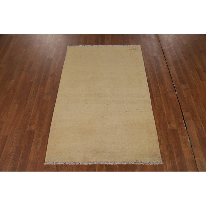 Solid Gabbeh Oriental Foyer Rug Handmade Wool Carpet - 3'3"x 4'11"