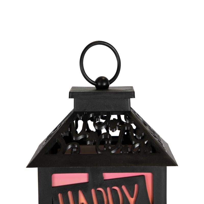 LED Lighted Jack-O-Lantern Happy Halloween Lantern - 11" - Black