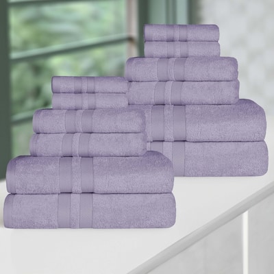 Superior Ultra-Soft Cotton Solid Quick-Drying 12 Piece Towel Set