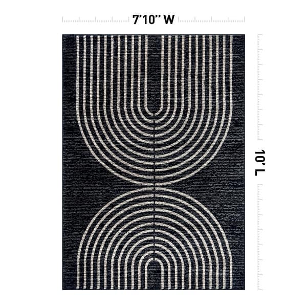 dimension image slide 2 of 7, Contemporary Arch Design Area Rug