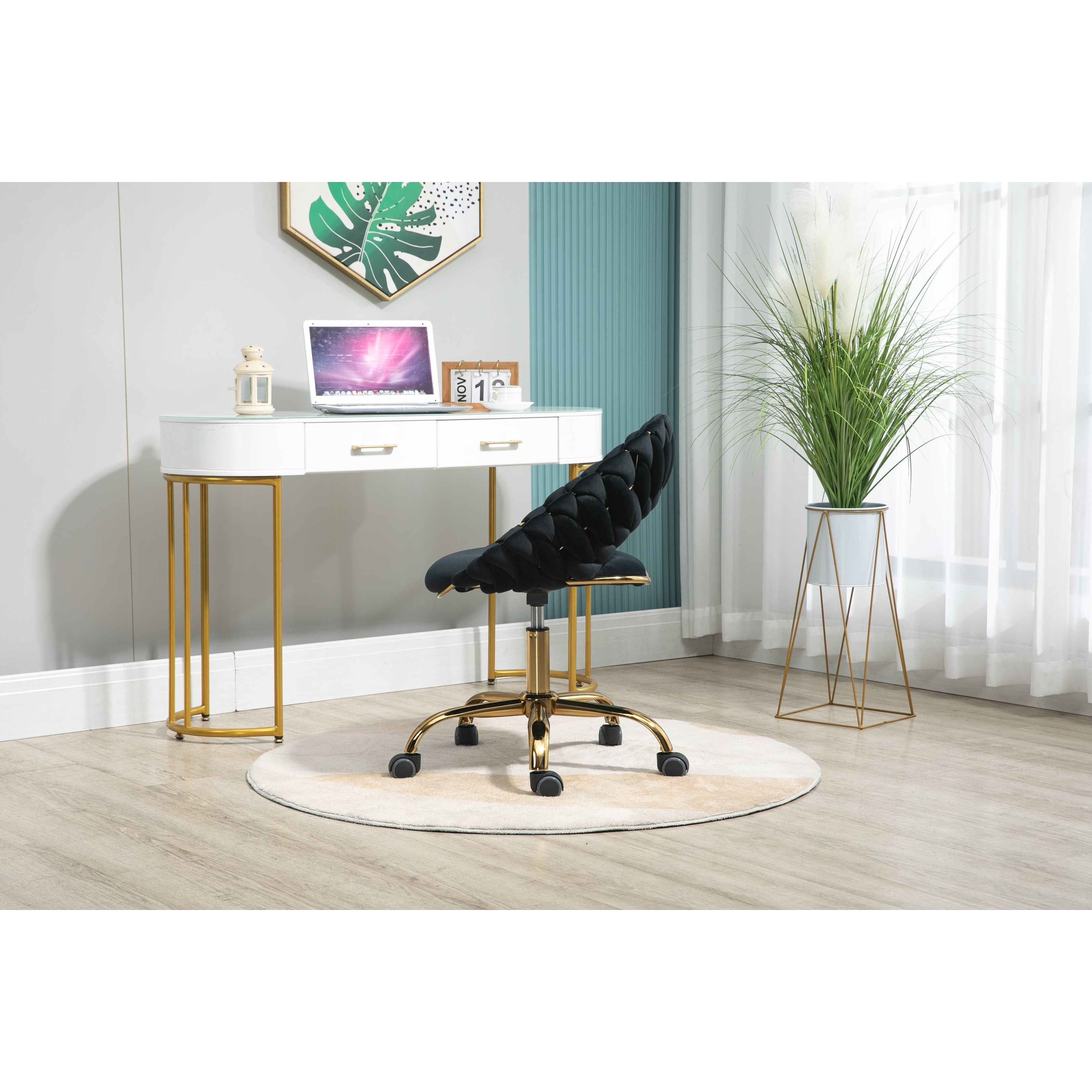 Home Study Chair Computer Chair Office Chair with Adjustable Height and Durable Metal Legs Swivel Chair Executive Chair,Black