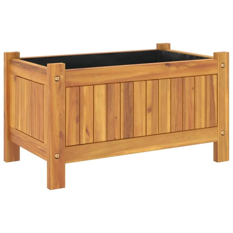 vidaXL Garden Planter with Liner Outdoor Flower Pot Box Solid Wood Acacia