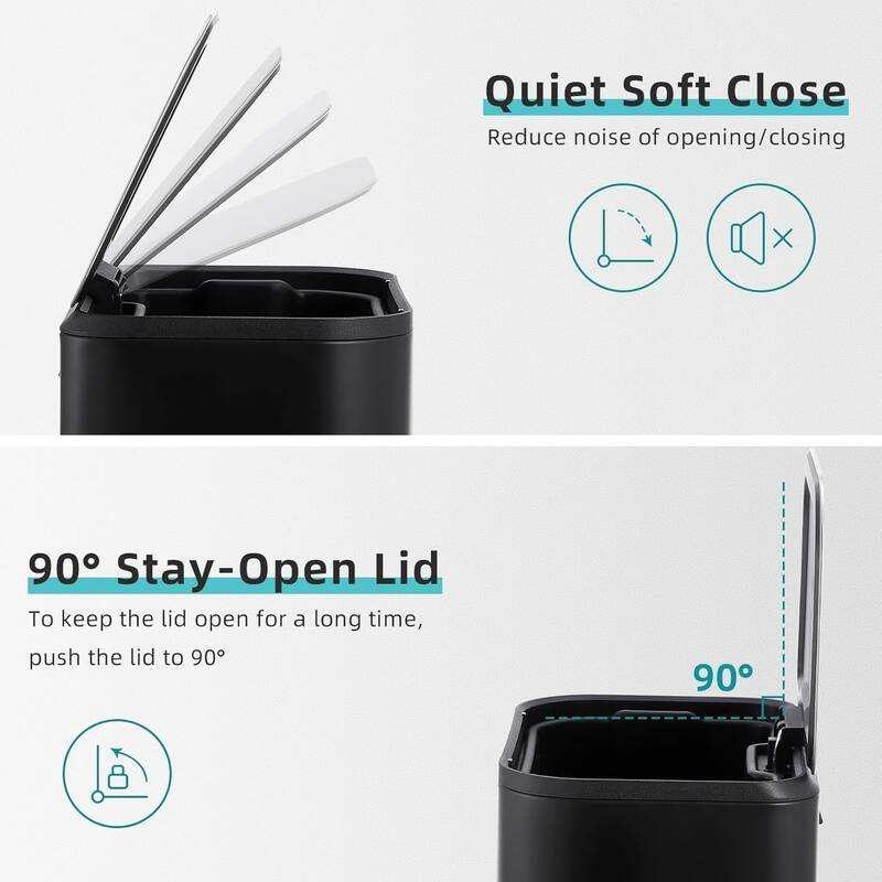 5.3 Gallon/20 L Stainless Steel Garbage Can with Lid, with Foot Pedal & Removable Inner Bucket for Kitchen Bedroom Restroom