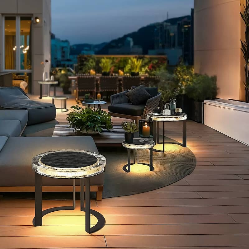 Outdoor Solar Powered LED Garden Side Table