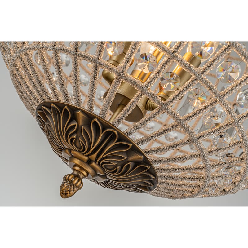 1/3-Light Vintage And Glam Antique Gold Crystal Globe Chandelier Ornate Sphere Pendant Light