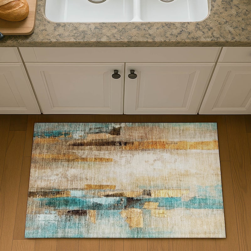 Premium Washable Super Soft Contemporary Mayfield Rug - Beige - 1'8" x 2'6"