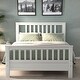 preview thumbnail 1 of 5, Full Wood Platform Kids Bed Frame with Headboard & Footboard, 42" Paneled Design, 10-Strong Slats, Easy to Assemble, White White