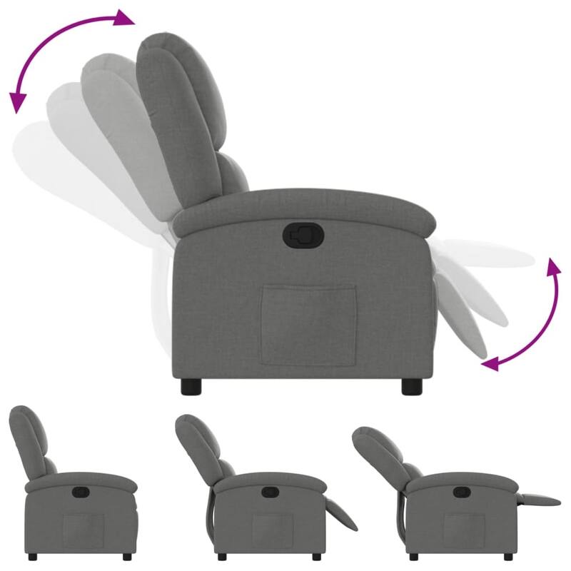 vidaXL Recliner Chair Dark grey Fabric (100% polyester), metal, plywood - 34.1 x 28.0 x 39.2