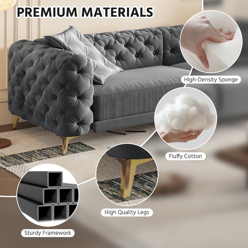 GDFStudio - Velvet 97.7" 3-in-1 Convertible Sleeper Sofa with Pull-Out Bed