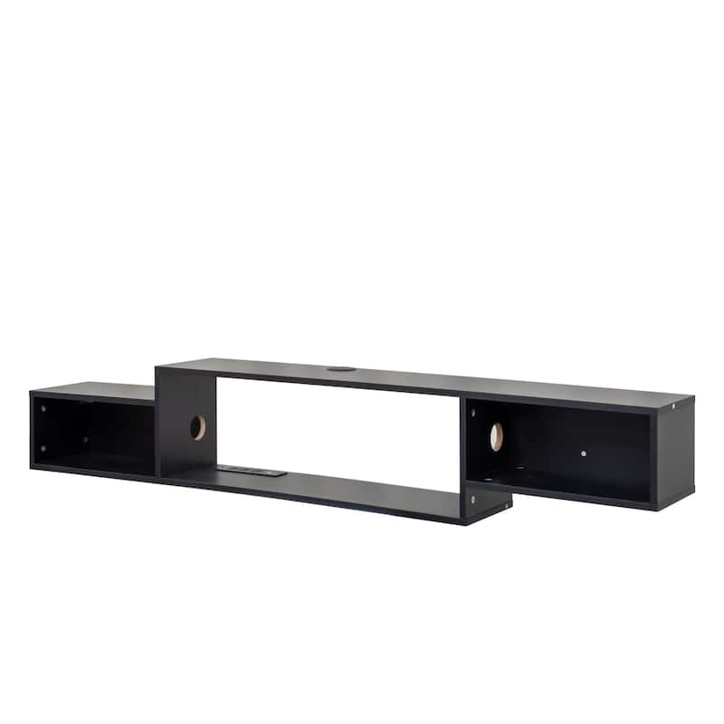 65.35-Inch Wall-Mounted Floating TV Stand – 20-Color RGB LED Backlighting & Built-in Wireless Charging Station