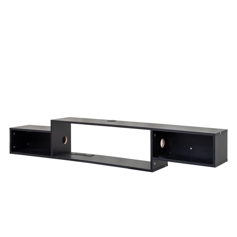 GDF Studio - Kate Modern 65.35" Wide Floating Wall-Mounted TV Stand with LED Lights and Charging Station