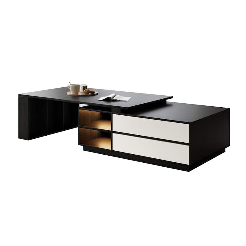 TV Stand and Coffee Table Set of 2, TV Stand for TVs Up to 78'', Rectangle Coffee Table for Living Room - 78.74'' to 98.42''