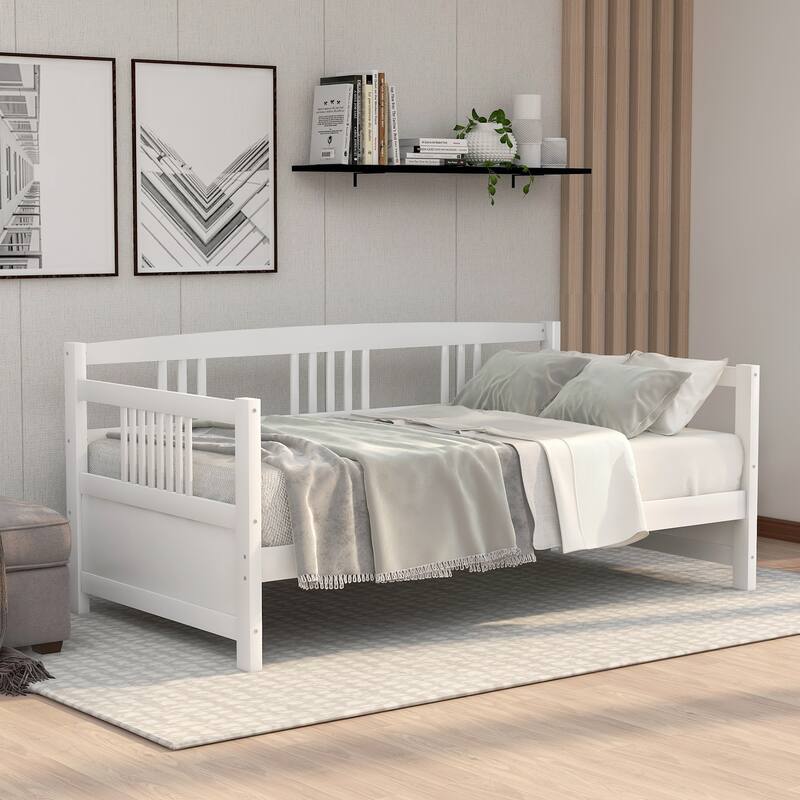 Multifunctional Solid Wood Twin Daybed with Storage Space, White/Espresso/Gray