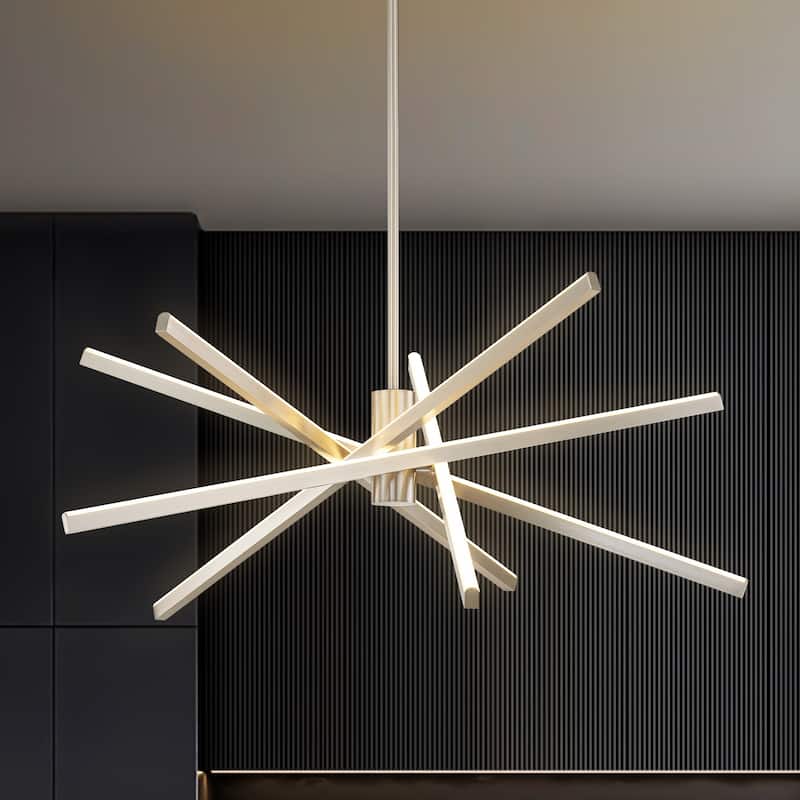 5-Light Modern Sputnik Linear Pendant Lights Integrated LED Kitchen Island Lighting
