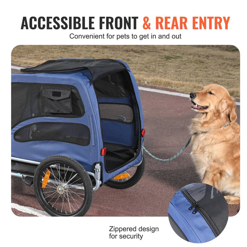 Dog Bike Trailer, Pet Cart Bicycle Carrier, Easy Folding Frame with Quick Release Wheels, Universal Bicycle Coupler