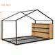 preview thumbnail 9 of 11, Black Full Size Metal Wood House Bed Frame with Shelves and Lights for Kids, Boys and Girls