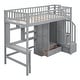 preview thumbnail 46 of 52, Multifunctional Design Loft Bed with Bookshelf, Drawers, Desk and Wardrobe, Twin size