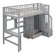 preview thumbnail 11 of 17, Twin size Loft Bed with Bookshelf, Drawers, Desk and Wardrobe, Grey
