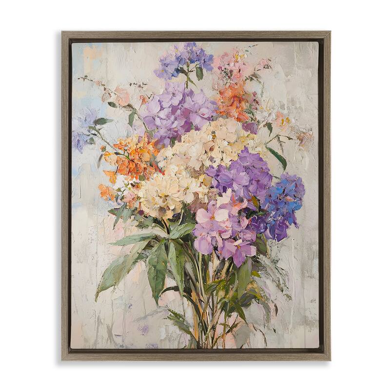Stupell Abstract Hydrangea Clusters Framed Floater Canvas Wall Art Design By Franklyn Gregory - 25 x 31 - Brown