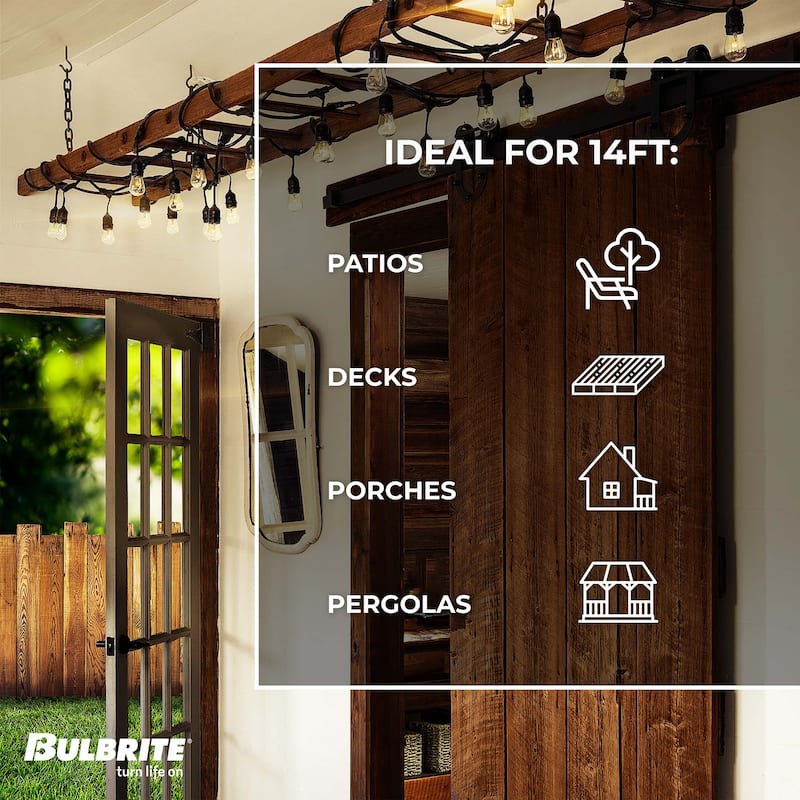 Bulbrite 14 ft Indoor/Outdoor 10-Socket (E26) Decorative String Light Kit, Black