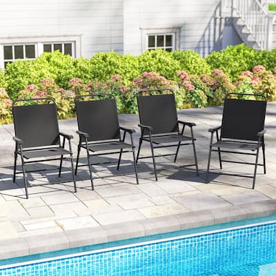 Costway Set of 4 Outdoor Folding Dining Chairs with Armrests - See Details