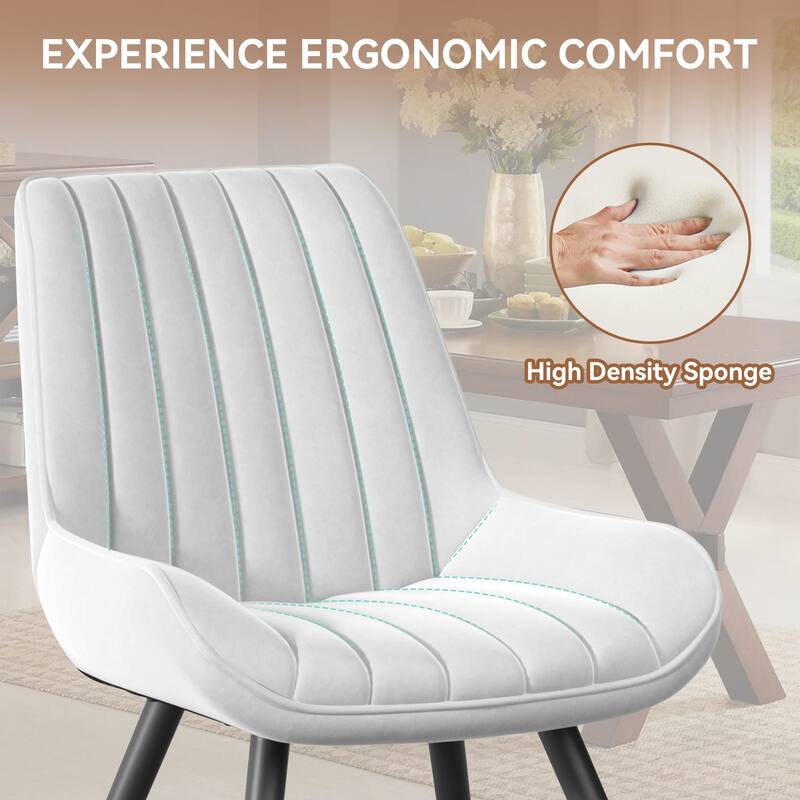 Modern Dining Chairs Set of 4, Comfy Dining Room Chairs with Thick Cushions, Upholstered Fabric Chairs with Metal Legs