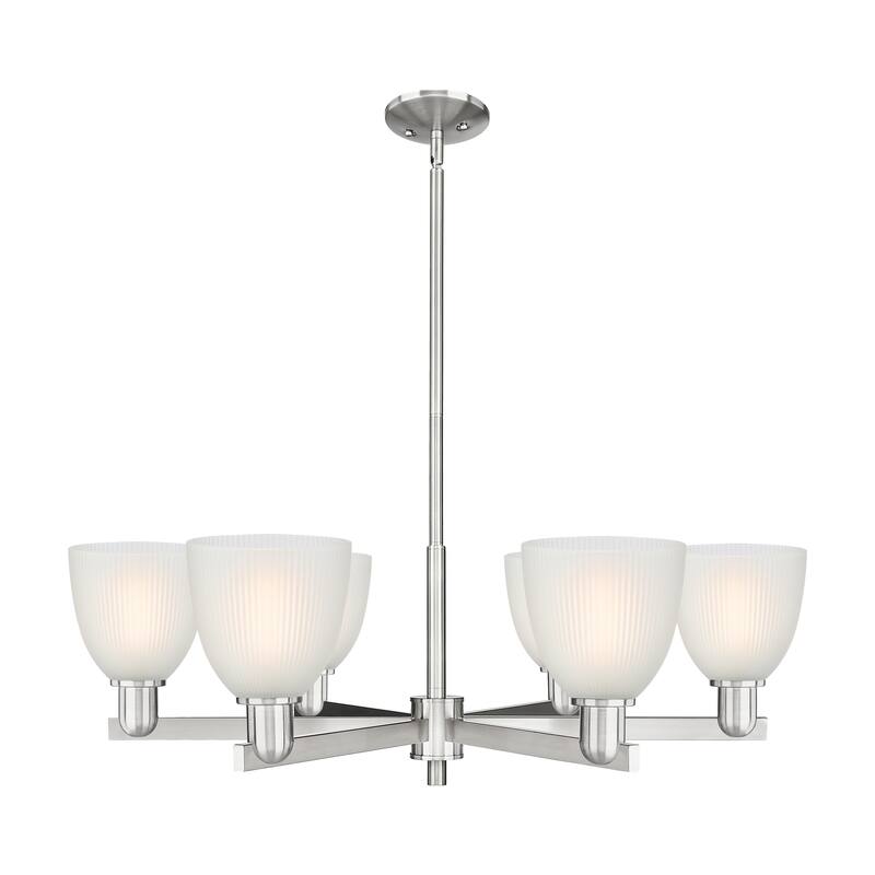 Innovations Lighting Endless Possibilities Arcadia - Castile - 6 Light 36" Stem Hung Chandelier - Satin Nickel/White