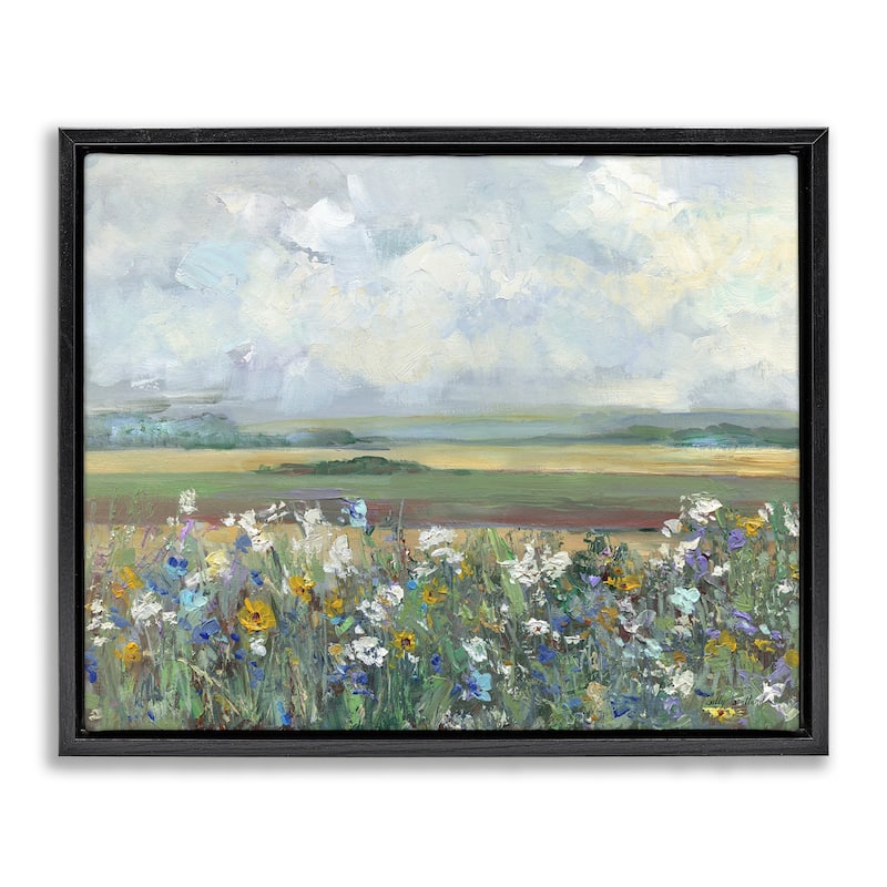 Stupell County Meadow Clouds Overhead Framed Floater Canvas Wall Art Design By Sally Swatland - 21 x 17 - Black