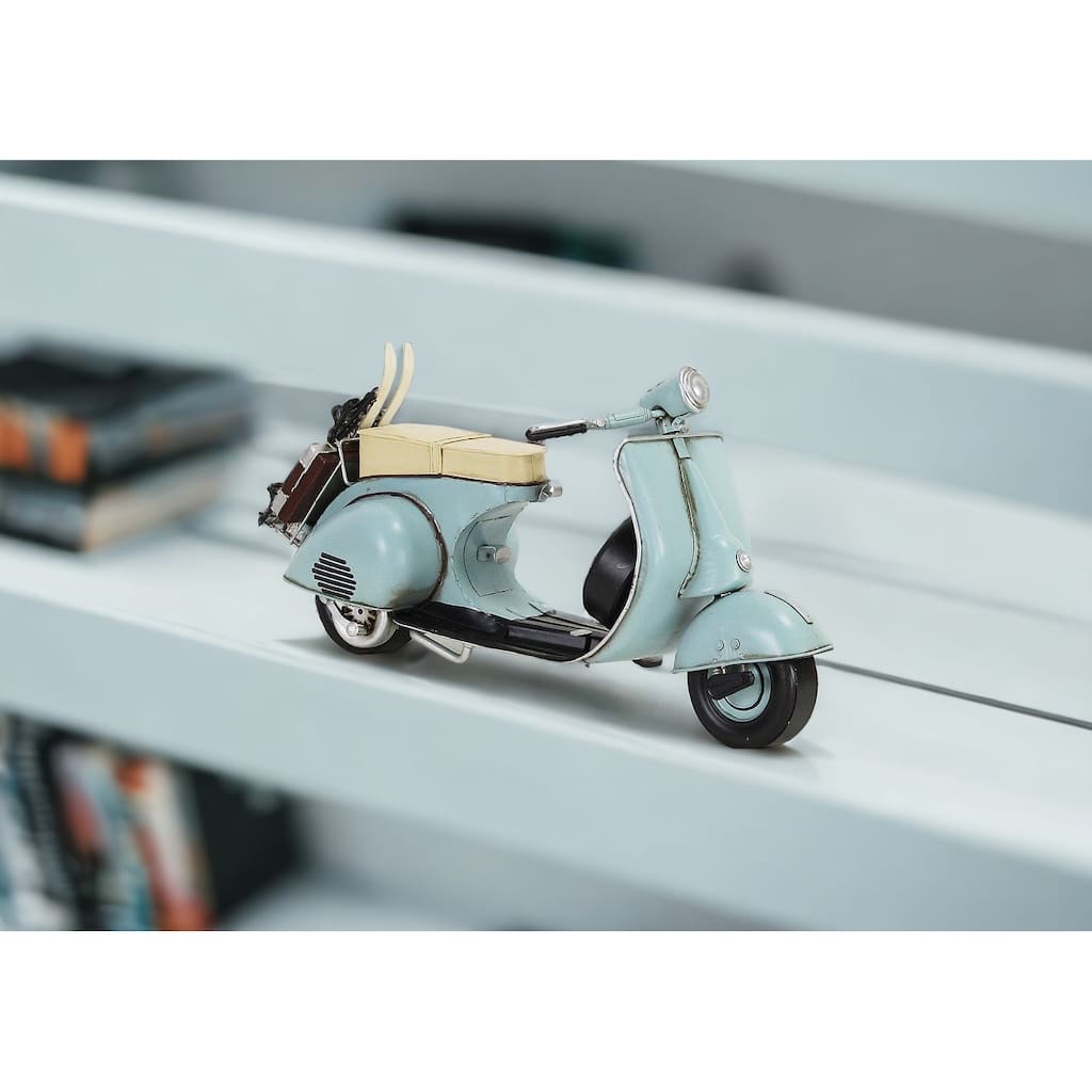 HomeRoots 8" Blue and Black Metal Hand Painted Model Motorcycle - 16.9' X '7.9' X '6.3
