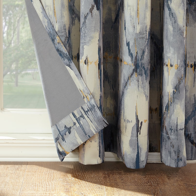 No. 918 Keaton Geometric Watercolor Room Darkening Rod Pocket 1-Piece Curtain Panel, Single Panel