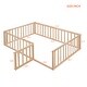 preview thumbnail 3 of 8, Full Floor Bed with Safety Guardrails and Door, Floor Bed for Kids, Wood Kids Floor Beds Frame - Natural