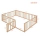 preview thumbnail 26 of 38, Safe Play Area, Full Size Wooden Floor Bed Frame with Fence and Door, Open Design Low Bed for Kids, Without Slats