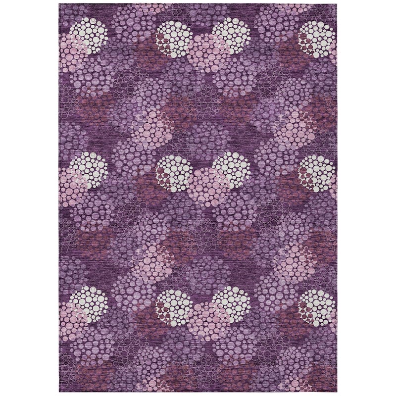Machine Washable Indoor/ Outdoor Chantille Modern Bubbles Rug