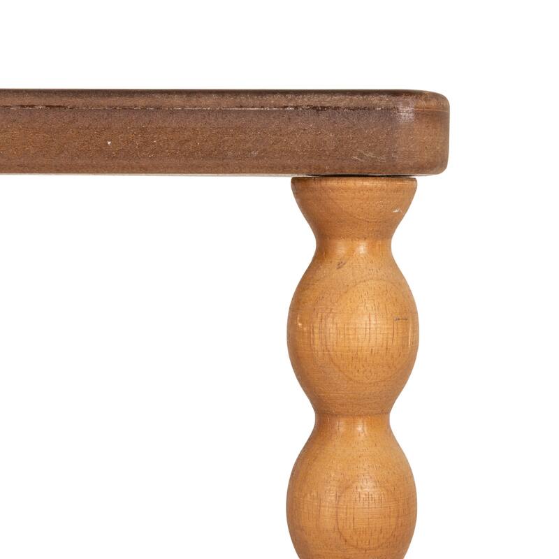 4-Tier Asymmetrical Wood Spindle-Leg Display Shelf Unit - 35.0"L x 13.38"W x 39.63"H